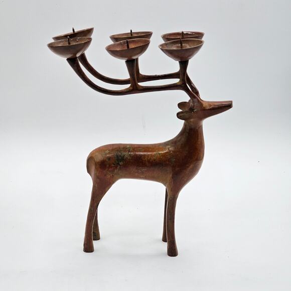 Vintage Decorative Tealight Reindeer Candle Holders Set/2 - Holiday Home Decor - Picture 4 of 8